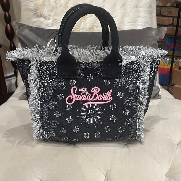 MC2 Saint Barth Handbags - MC2 Saint Barth Black Tote with Pink Logo